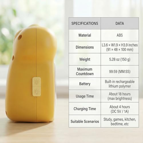 Orange Dino Visual Timer for Kids, Toddler Countdown Timer Clock