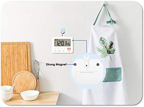 Jayron Desktop Digital Countdown Timer Kitchen Timer Stopwatch,Counting,Magnetic Hanging Hole Loud Alarm for Wedding Retired lab Homework Exercise Sports Fitness Work Cooking(White)