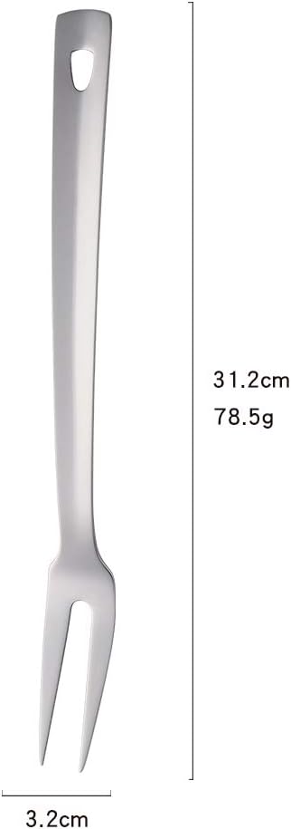 6 Pcs 12.3 in Silver Meat Forks for Kitchen, Stainless Steel Titanium Plated Dinner Fork, Ergonomic Integral Forming Mirror Polish-Dishwasher Safe