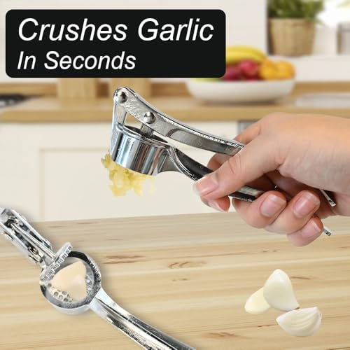 Armo® Stainless Steel Garlic Press Mincer Crusher Tool Professional Garlic Press Garlic Chopper Metal Garlic Crusher