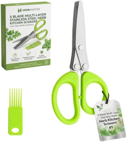 5 Blade Multi Layer Stainless Steel Herb Kitchen Scissors Food Fast Slicing