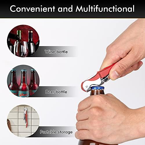 Professional Waiter Corkscrew Wine Openers Set(2PCS), Heavy Duty Stainless Steel Hinges Wine Key for Restaurant Waiters, Sommelier, Bartenders