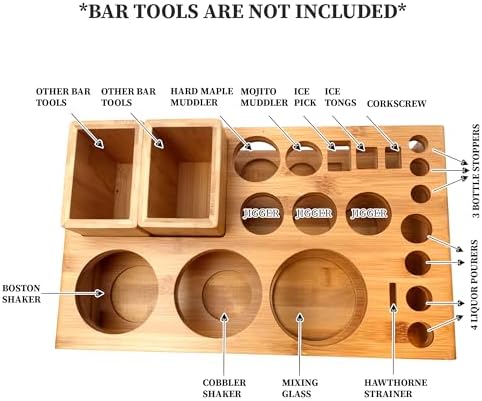 Barillio Bamboo Stand for Bartender Kit Storage (Bar Tools are Not Included) | Cocktail Shaker Set Wood Holder | Perfect Match with Barillio Complete Bar Tool Set