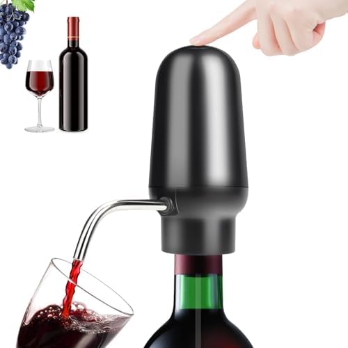 KUFUNG Smart Electric Wine Aerator Dispenser & Decanter Set Rechargeable Design with Micro USB Cable, Pump Dispenser Ideal for Pouring（BLACK）