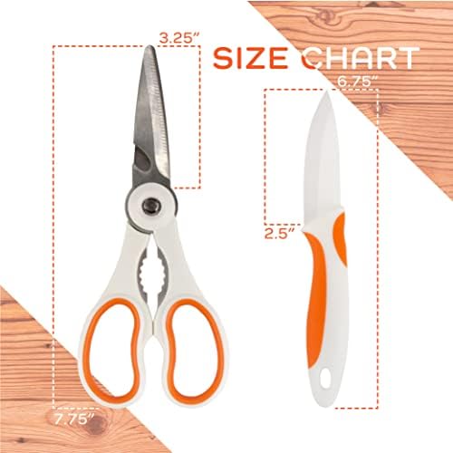 Premium 4-in-1 Kitchen Shears with Paring Knife Set - 3 Sets (9 Scissors & 3 Knives)