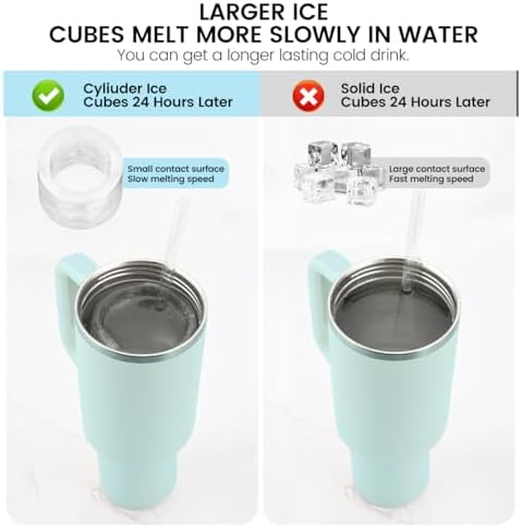 Large Silicone Ice Cube Tray for 20-30-40 oz Tumbler Cup, Slow Melting Ice Mold with Lid, Easy Release Ice Maker(Grey)