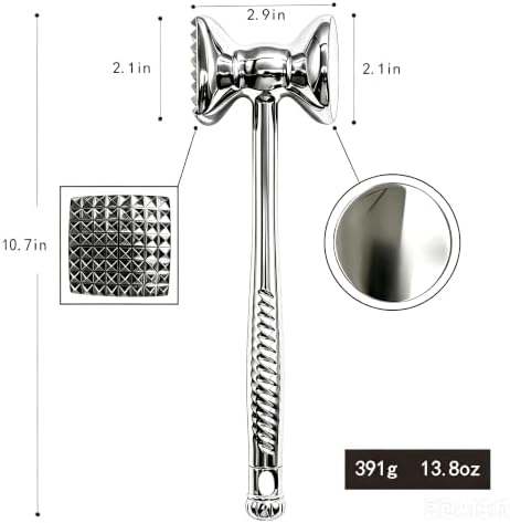 Meat Tenderizer Hammer - Premium 13.8oz Heavy Duty Aluminum Meat Mallet