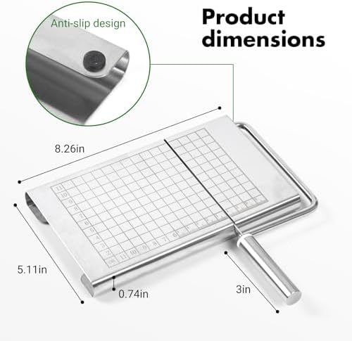 Stainless Steel Cheese Slicer - Multipurpose Cheese Cutter for Block Cheese, Butter, Fruits & Vegetables - Easy to Clean, Dishwasher Safe