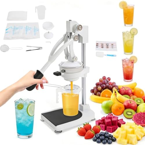 Cast Iron Juicer 304 Stainless Steel Citrus Press & Lemon Squeezer Fresh Fruit Juice Extractor Manual Juicers for Orange Grapefruit Lemon Lime Pomegranate and Much More,Easy to Clean and Use