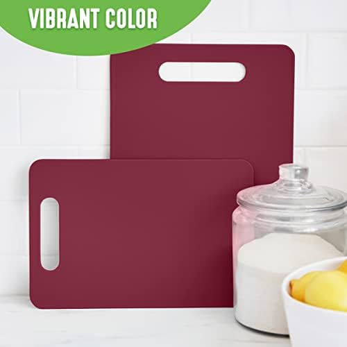 GreenLife Cutting Board Set 8x12" & 10x14", Extra Durable, Meal Prep, Non-Slip, Grip Handles, Crack Resistant, Dishwasher Safe, Reversible, Versatile Kitchen Essentials, Red