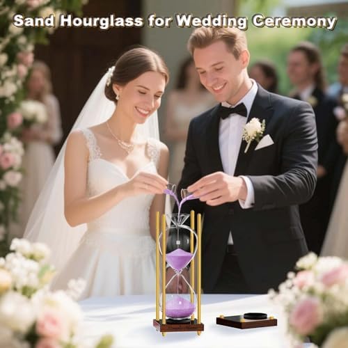 Empty Hourglass Fillable, Wooden Frame DIY Sand Timer, Unity Sand Hourglass for Wedding Ceremony Set, Without Sand Antique Hour Glass Sandglass for Desk Home Office