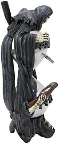 Ebros Gift 7.75" Tall Soul Harvester Time Waits for No Man Gothic Grim Reaper with Scythe Sand Timer Statue by Anne Stokes Macabre Ossuary Hell Skeletons Sandtimer Desktop Shelf Decorative Figurine