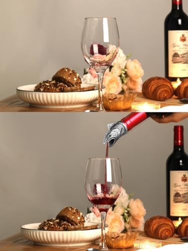 Animal Wine Pourer Spout, Drip Free Bottle Pourer & Stopper for Wine and Liquor Bottles, Funny Gift for Men, Dad, Hostess and Housewarming, Bar Cart Accessory for Holiday Party Decor, Multiple Animal