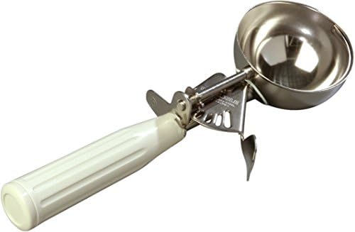 Carlisle FoodService Products 60300-10 Stainless Steel Portion Control Disher Scoop, 3.8 oz, Ivory