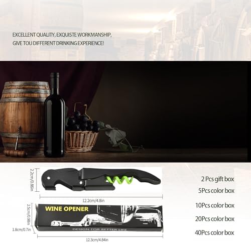 Wine Opener Waiter Corkscrew, Professional Wine Key for Servers, Bartender with Foil Cutter, Manual Wine Bottle Opener Double Hinged (2 Gift Box, Black Green)