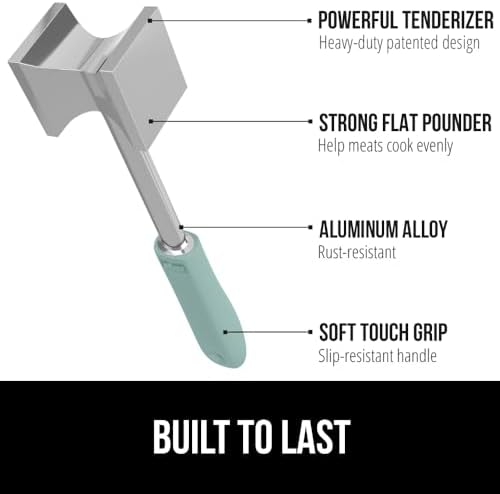 GORILLA GRIP Patented BPA-Free Dual-Sided Meat Tenderizer Mallet, Mint