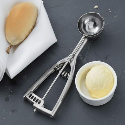 Soro Essentials #30 Stainless Steel 1-1/4 oz. Portion Control Scoop Food Server Squeeze Type Ice Cream Scoop Cookie Scooper for Baking