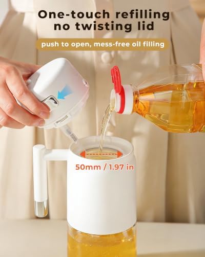 23.7oz/700ml Glass Olive Oil Sprayer for Cooking, 2-in-1 Oil Dispenser for Kitchen, Air Fryer, Salad, BBQ, Food Grade Spray Bottle with Portion Control