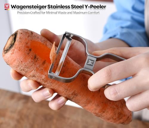 Wagensteiger Stainless Steel Potato Peeler with Extra-Wide Peeling Blade, Great for Large Vegetables (1609)