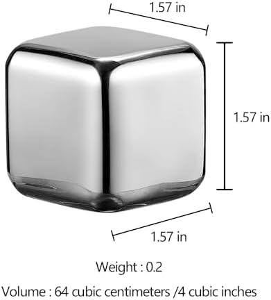 2 Large Whiskey Stones 64 cm³ (4 cu in) - Man Gift Set - Reusable Stainless Steel Metal Ice Sphere Cubes Beverage Chilling Rocks Whiskey Stones for Red Wine, Bar Beer, Scotch, Vodka Drinks