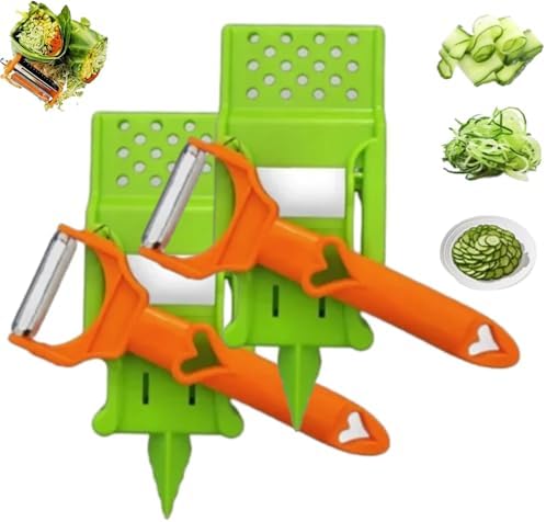 Pelador Multifuncional 2-En-1, Set Patient Peeler, Vegetable Peeler Julienne Cutter, Lemon Squeezer, 3 in 1 Multifunctional Kitchen Tool, for Fruits and Vegetables Potato Spiralizer(2)