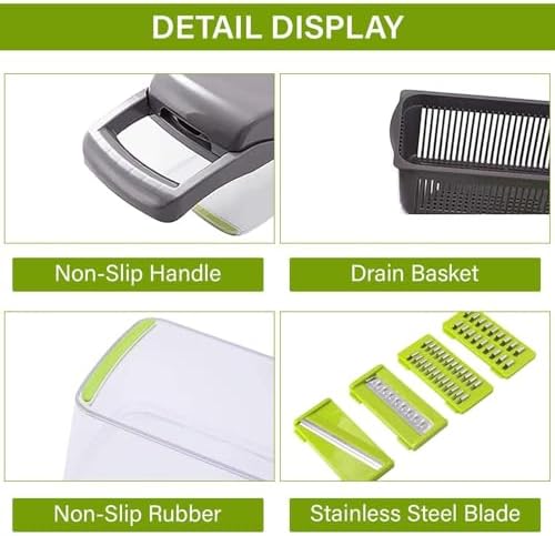 Multi-Function 12-in-1 Vegetable Chopper Cutter - Spiralizer and Slicer with Storage Container, Onion Chopper and Onion Mincer, Cutter, Egg, Veggie Chopper, Cheese Grater, Strawberry Slicer