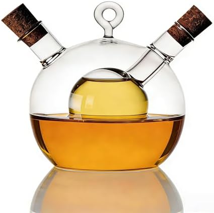 ELETON 2 in 1 Glass Oil and Vinegar Dispenser,Cruet with Ball Inner Chamber