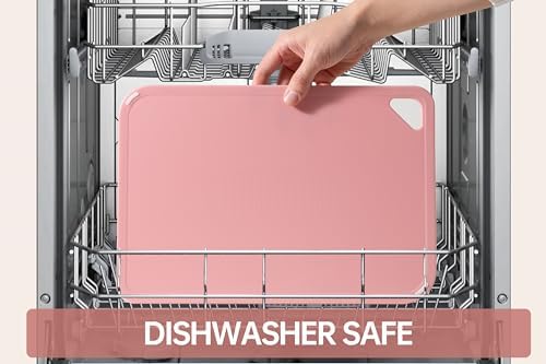 THETCHRY Plastic Cutting Board Set of 3, Pink Cutting Board for Kitchen
