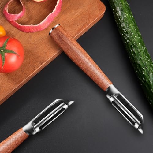MAD SHARK Peels Smoothly Wooden Vegetable Peeler for Kitchen