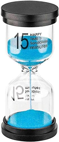 15 Minute Sand Hourglass Timer: Plastic Sand Clock 15 Min, Hour Glass Colorful Sandglass Timer for Kids, Games, Classroom, Kitchen, Decoration