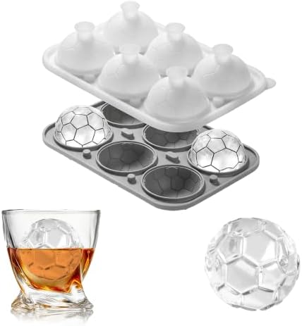 Nax Caki 3D Soccer Ice Cube Tray, Large Soccer Silicone Fun Shapes Whiskey Ice Mold with Funnel for Cocktails, Bourbon,Brandy, Whiskey Gifts for Men