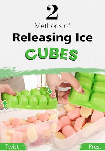 DOQAUS Ice Cube Tray with Lid and Bin, 4 Pack Ice Bucket Kits for RV