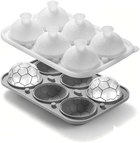 Nax Caki 3D Soccer Ice Cube Tray, Large Soccer Silicone Fun Shapes Whiskey Ice Mold with Funnel for Cocktails, Bourbon,Brandy, Whiskey Gifts for Men