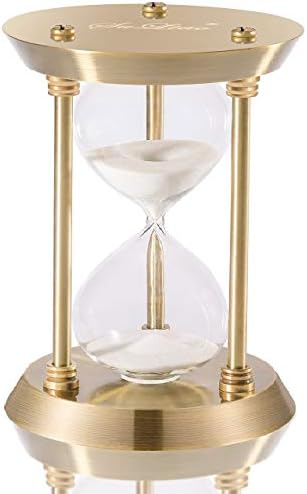 SuLiao Vintage Hourglass Timer Sand Clock 5 Minutes & Metal Sand Watch 5 Min, Brass Hour Glass Sandglass for Home Desk Office Decoration