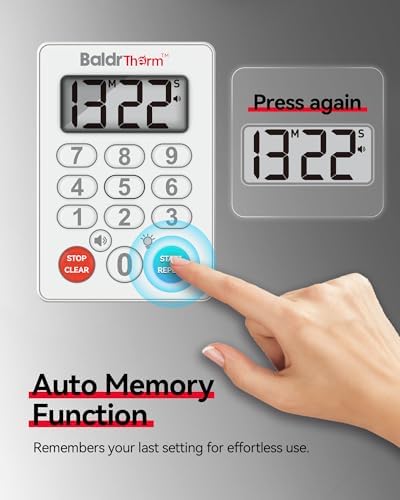 Digital Kitchen Timer, Waterproof Magnetic Countdown Timer with Alarm