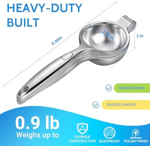 Lemon Squeezer, Sopito Lemon Juicer Heavy Duty Lime Squeezer, Easy & Fast Juicing Citrus Press, Hand Fruit Press for Seedless Juicing, Easy to Clean Manual Juicer, Silver
