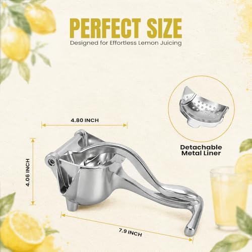 Hand Juicer Squeezer, Manual Citrus Juicer Press – Heavy Duty Aluminum Alloy Lemon Lime Orange Squeezer, Handheld Juice Press for Pomegranate & Citrus Fruits, Easy to Clean, Dishwasher Safe