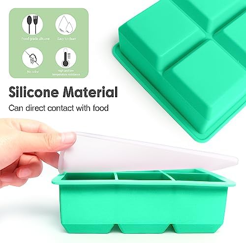 Excnorm Silicone Ice Cube Trays, 3‑Pack Large Square Molds with Lid