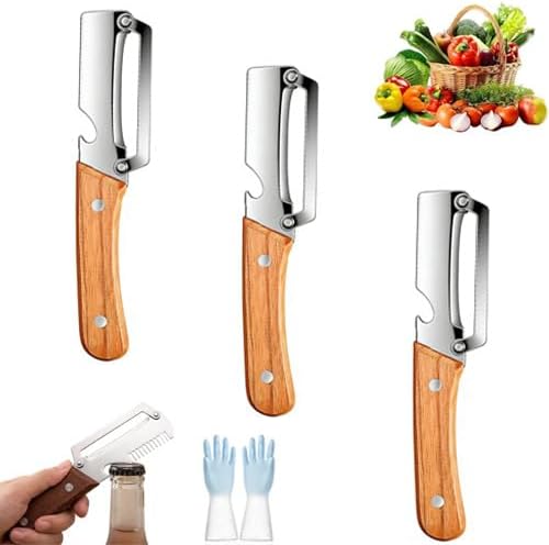 Multi-functional Vegetable Peeler for Kitchen, julienne peeler stainless steels, Multi Function Peeler Knife Set, Serrated Peeling Knife Peeler (B-3pcs)