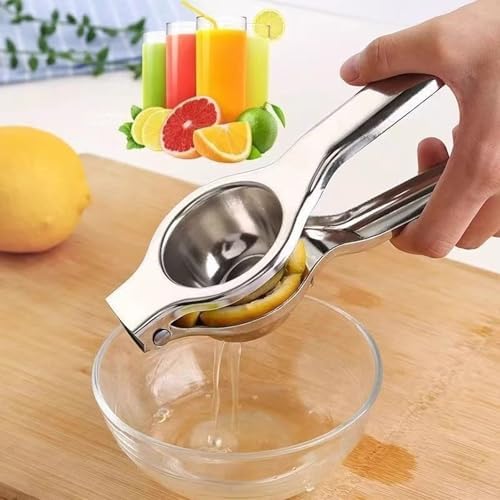 Quaestornest Thicken hand juicer citrus press squeezer, Thicken Aluminum Alloy Handheld Citrus Press for Fresh Fruit Juice, Stainless Steel Hand Held Juicer for Lemon, Orange & More (Stainless steel2)
