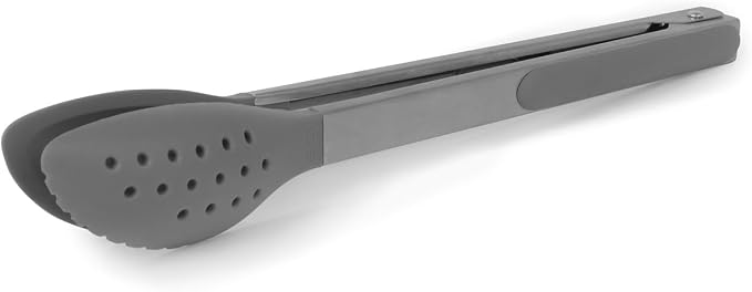 Dexas Spoon & Strain Tongs with Gravity open & Close Operation, 12", Gray