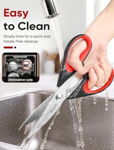 iBayam Kitchen Scissors Shears All Purpose Heavy Duty, Protective Sheath (Pack of 2)