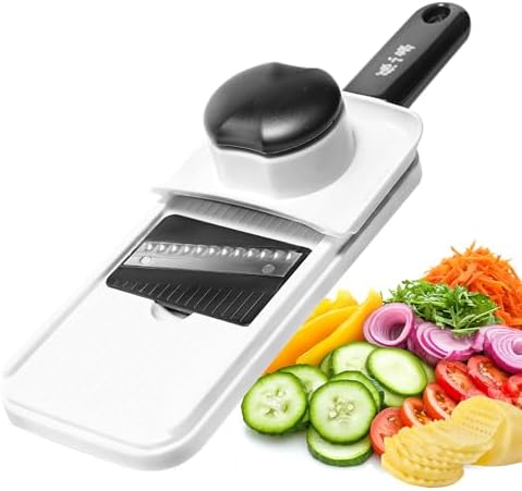 Handheld Mandoline Slicer 3-in-1, Veggie Shredder Cutter with 3 Blades - Slicer, Julienne & Wavy Slicer for Cucumbers, Onions, Potatoes