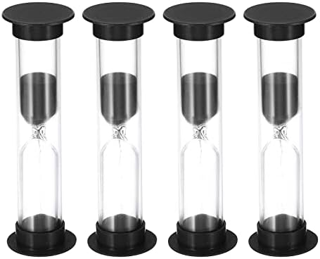 PATIKIL 2 Minute Sand Timer, 4Pcs Small Sandy Clock with Plastic Cover, Count Down Sand Glass for Games, Kitchen, Party Favors DIY Decoration, Black