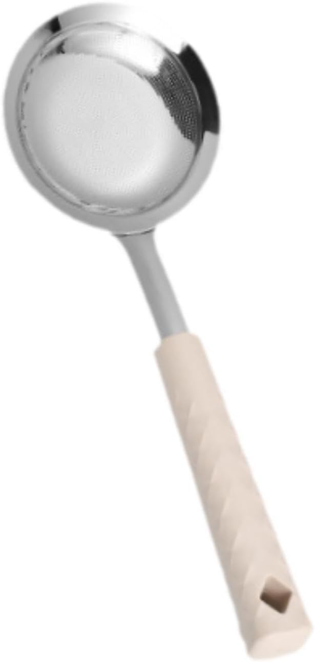 Fine Mesh Skimmer Spoon, Stainless Steel for, Gravy and Foam Strainer Ladle, Apricot