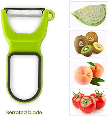 Colorful 3in1 Fruit & Vegetable Peeler Set Hollow-out Design Food Grade Plastic - Plane, Julienne, Serrated
