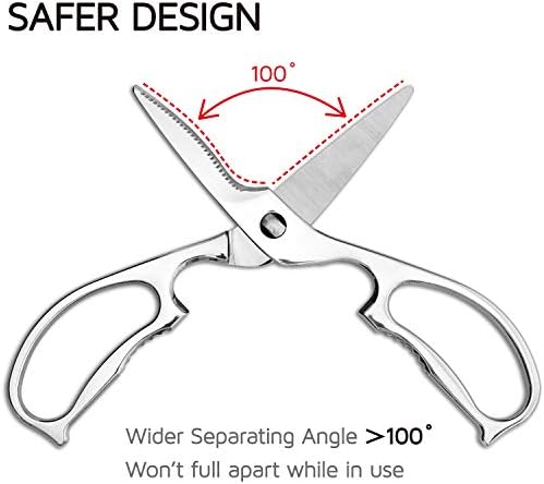 Come Apart Kitchen Shears by WELLSTAR, Multi-purpose Heavy Duty German Stainless Steel Food Scissors for Cutting Meat Poultry Chicken Vegetable, Durable One Piece Construction, Mirror Finish