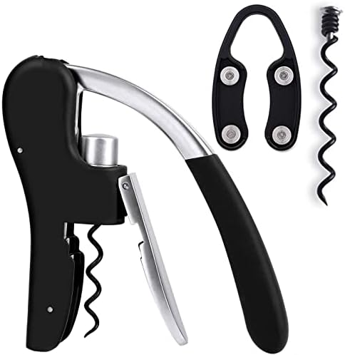 KEISSCO Wine Bottle Opener Manual Vertical Lever Corkscrew with Foil Cutter and Extra Spiral