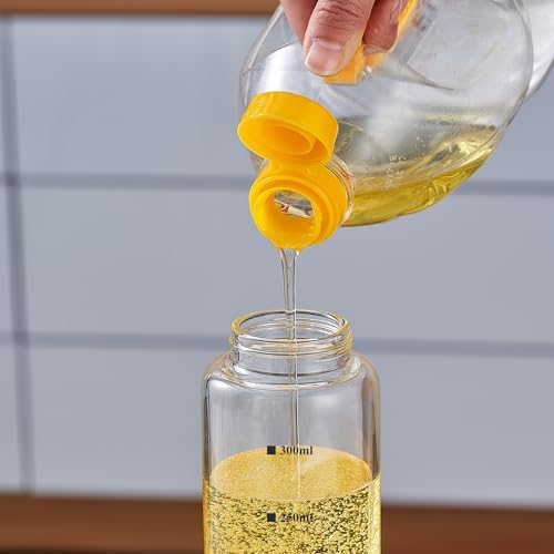 10 oz Glass Olive Oil Dispenser Bottle, Stainless Steel Cruet Pourer Spout