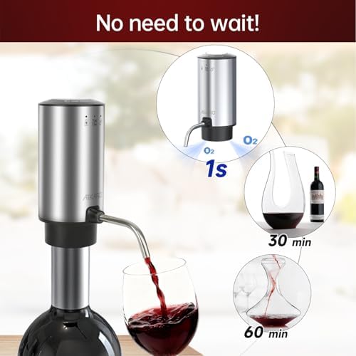 AIKARO - Electric Wine Aerator Pourer Rechargeable Automatic Electronic Decanter, Auto-stop